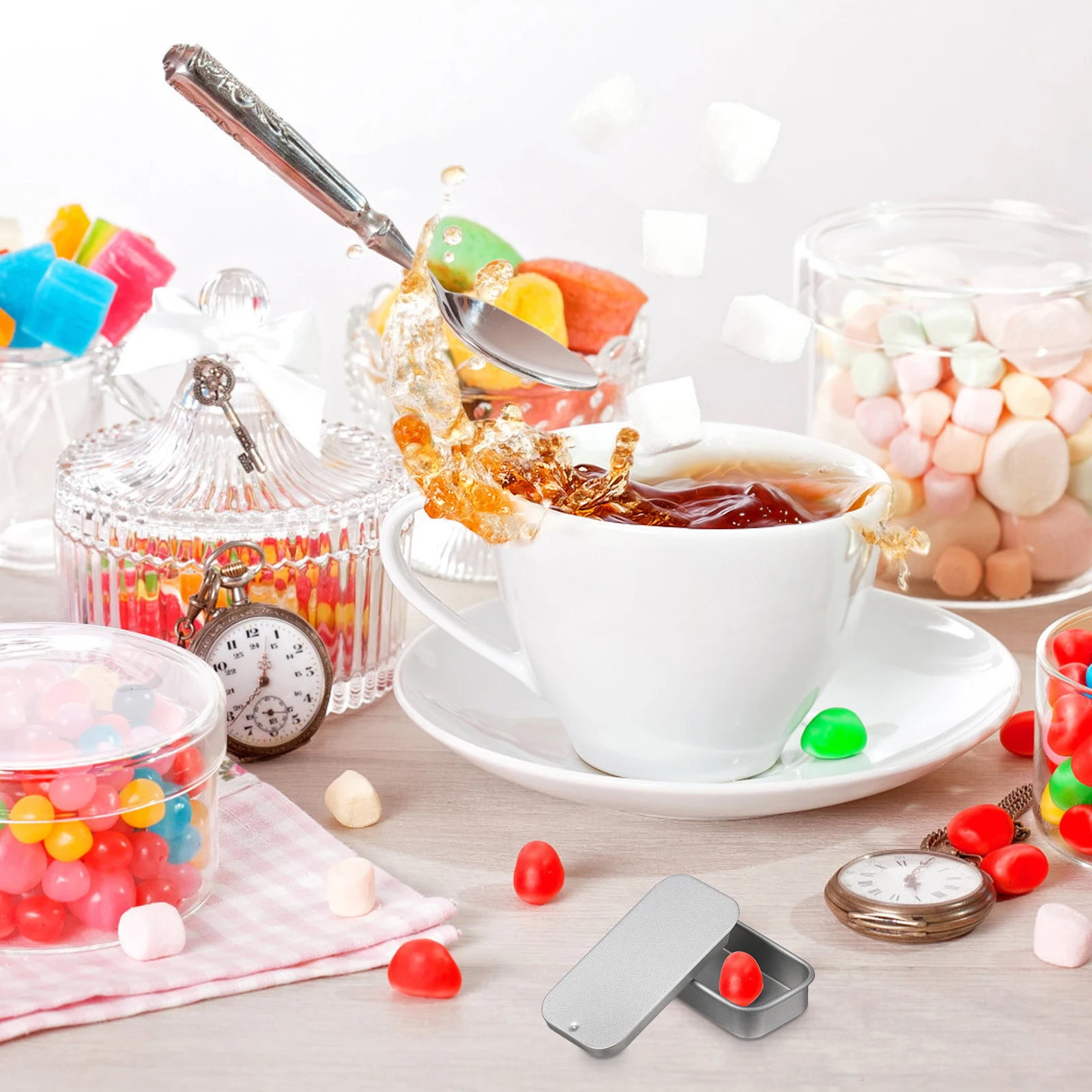 16Pcs Portable Small Metal Tins Push Pull Lid Design Multi-Purpose Storage Boxes for Pills Lightweight Tinplate