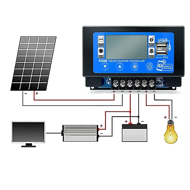 30A/40A/50A/60A bluetooth Solar Panel Controller Digital Display LCD Screen MPPT Controller Solar Panel Battery Smart Regulator