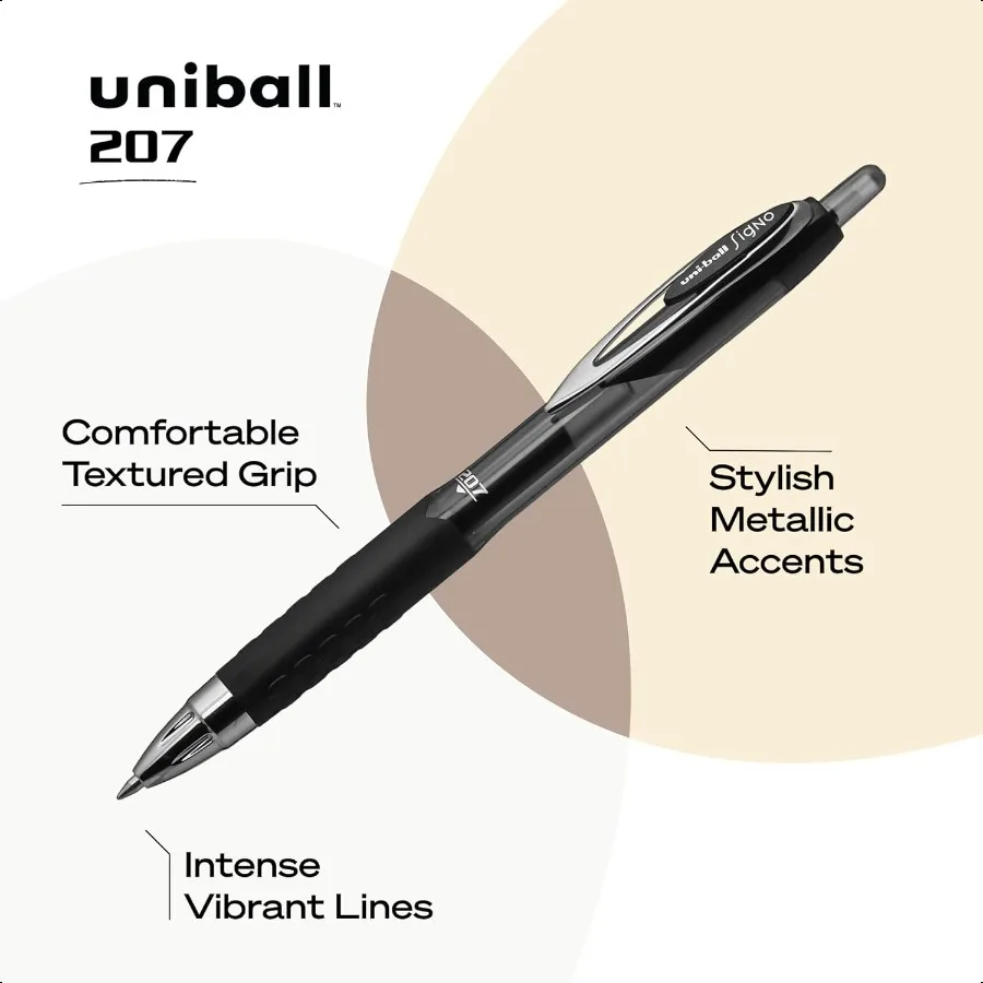 Black Retractable Gel 2 Pack with Medium Points 207 Signo Click Pens are Fraud Proof and the Best Office Nursing Busin School a - Image 5