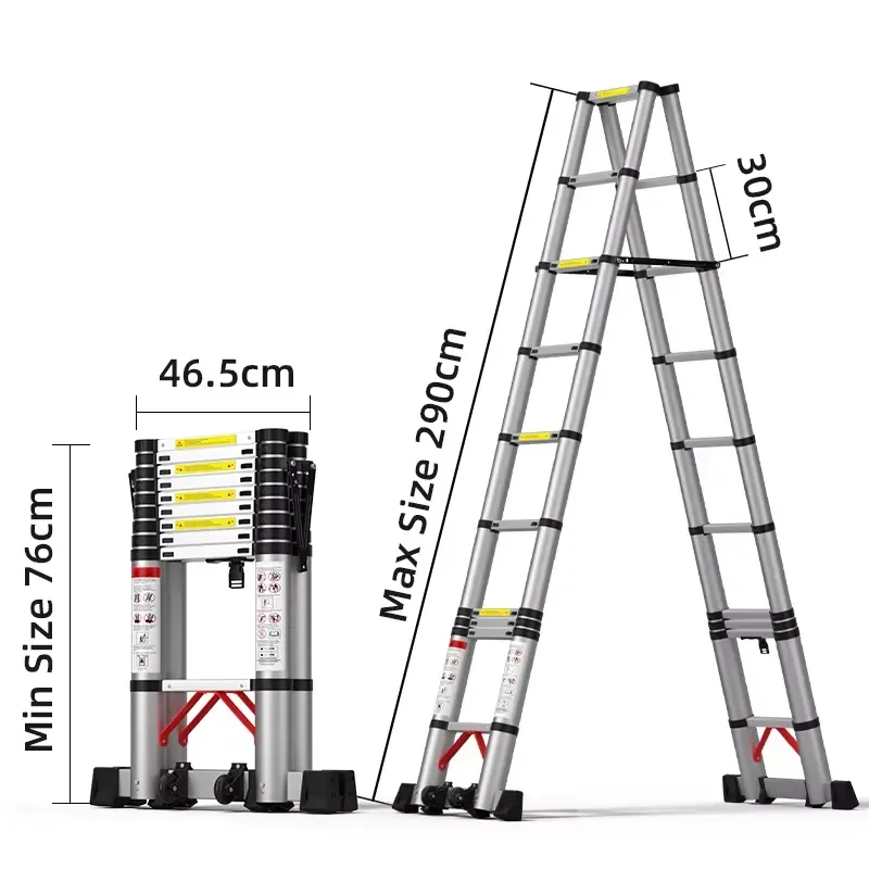 Hot Sale En131 Certified Adjustable Two-Side Extension Folding Step Ladder