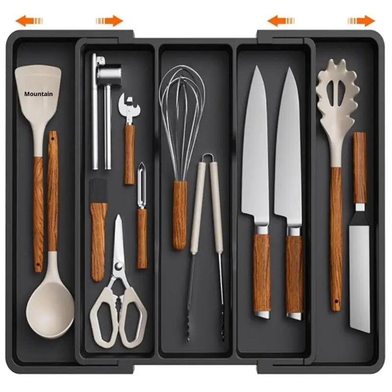 Expandable Cooking Utensil Tray Utensil Organizer For Kitchen Drawers Adjustable Cutlery Silverware Flatware Holder Kitchen Tool