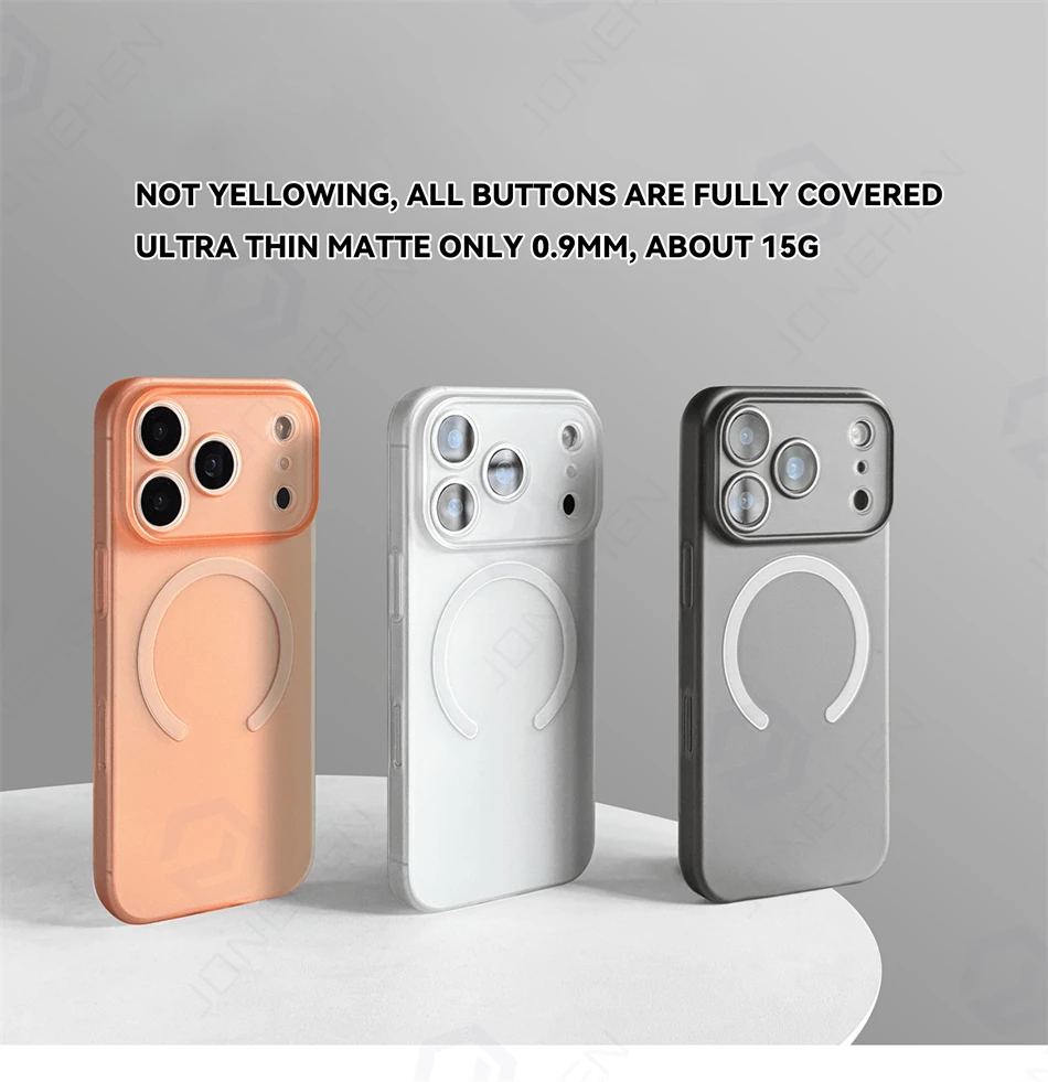 Magnético fosco para magsafe ultra fino caso para iphone ar 17 pro max laranja botão de controle da câmera translúcido pára-choques capa