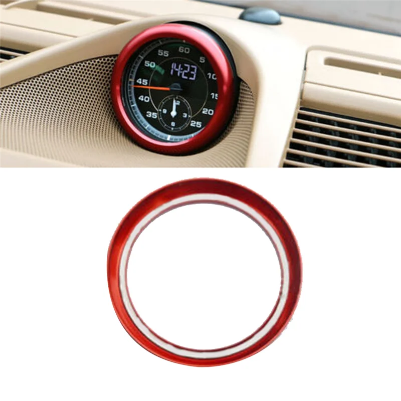 Compass Ring Clock Stopwatch Trim Ring Car Accessories for Porsche Panamera 911 Cayenne Macan,Red