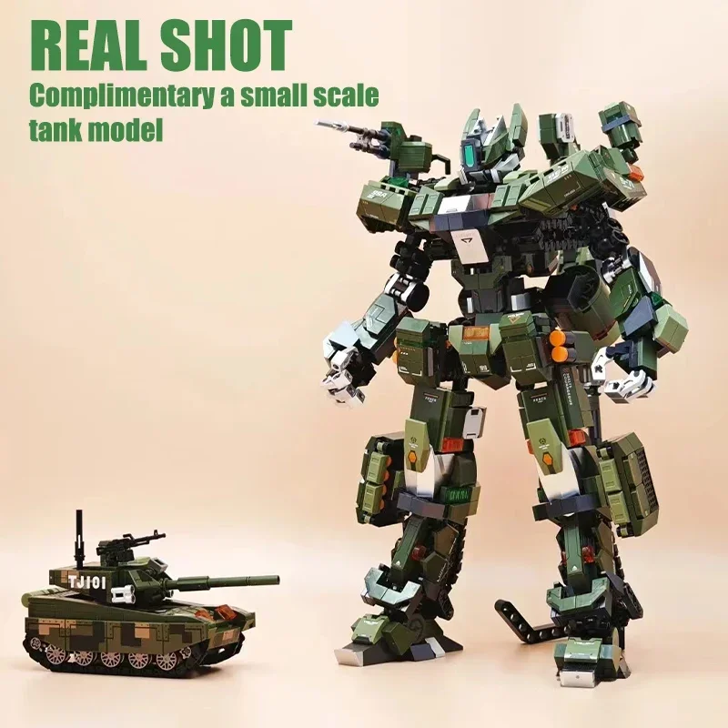 

New Mecha Warrior Building Blocks MOC Tank Transformation Robot Armor Figures Model DIY Bricks Toys for Adults Kids Boys Gifts