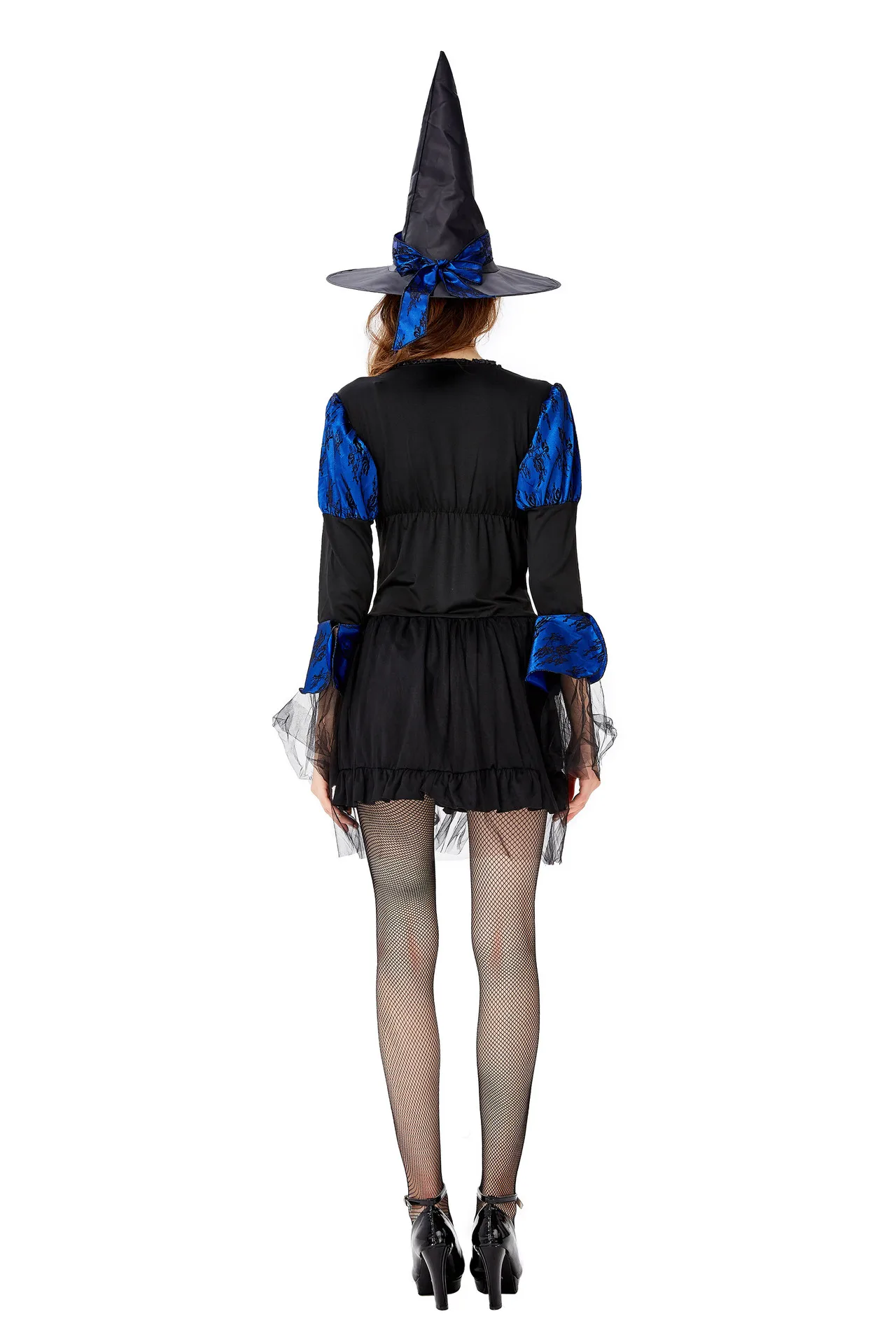 Costume de Sorcière Sexy pour Femme Adulte, Vêtements de Performance de Carnaval, Halloween, Bleu