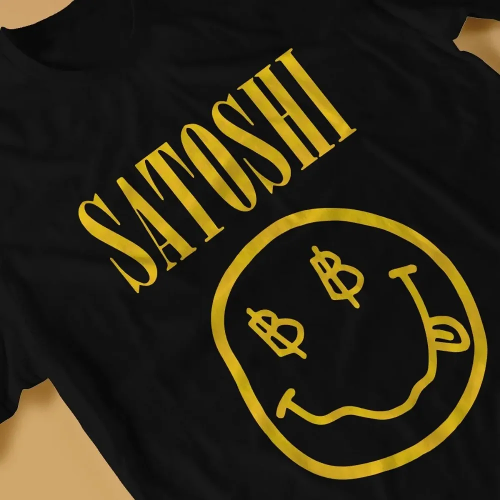 Blockchain Bitcoin Satoshi Yellow Funny Tshirt Graphic Men Tops Vintage Fashion Summer Polyester Short Sleeve Harajuku T Shirt