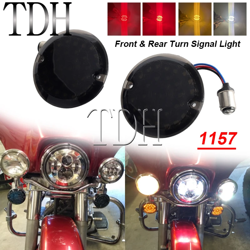 Motorcycle 3.25'' LED Turn Signal Indicator Flat 1157 Double Base Running Lamp Light For Harley Softail Touring Electra Glide