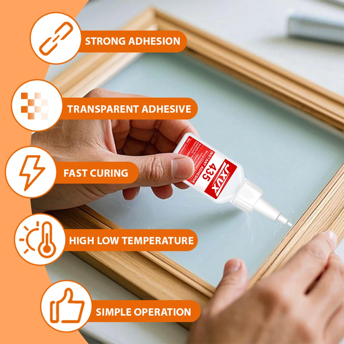กาวซุปเปอร์แข็งแรงพิเศษ 0.7 ออนซ์ 435 กาวไซยาโนอะคริเลตแห้งเร็วแบบมืออาชีพ กาวอเนกประสงค์สำหรับซ่อมกระจกรถยนต์แตก แจกัน เรซิ่น กระจก หน้าต่าง เซรามิก กันน้ำ แห้งเร็ว