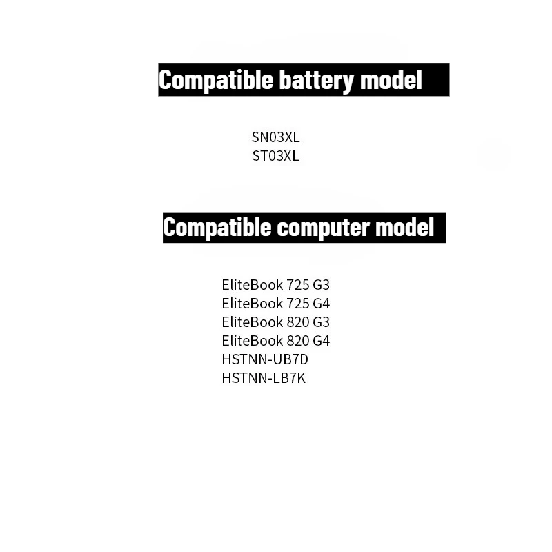 SN03XL ST03XL Batteria del computer portatile 11.4V 3800mAh per HP EliteBook 725 G3 725 G4 820 G3 820 G4 HSTNN-UB7D HSTNN-LB7K