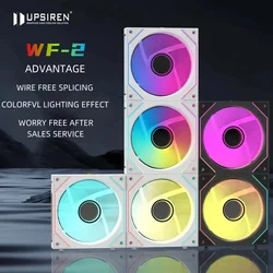 UPSIREN WF-2 매직 컬러 무선 스티칭 컴퓨터 방열 선풍기, 4 핀 PWM 대용량 풍량, 47.2CFM, 800-1800RPM, 30dBA