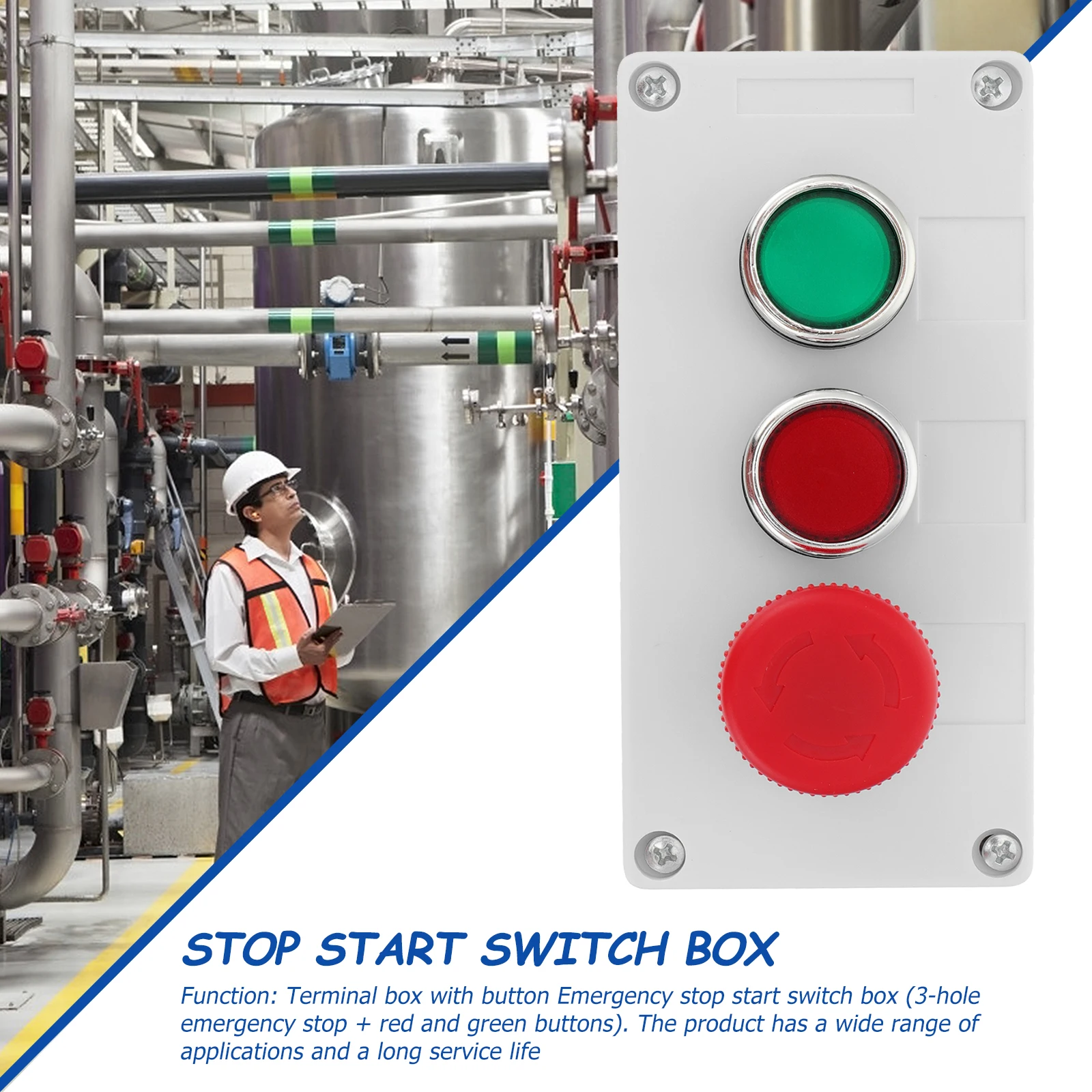 

Plastic Emergency Stop Switch Box Simple Installation Wide Application Terminal Box Factory Sturdy Long Life Electrical