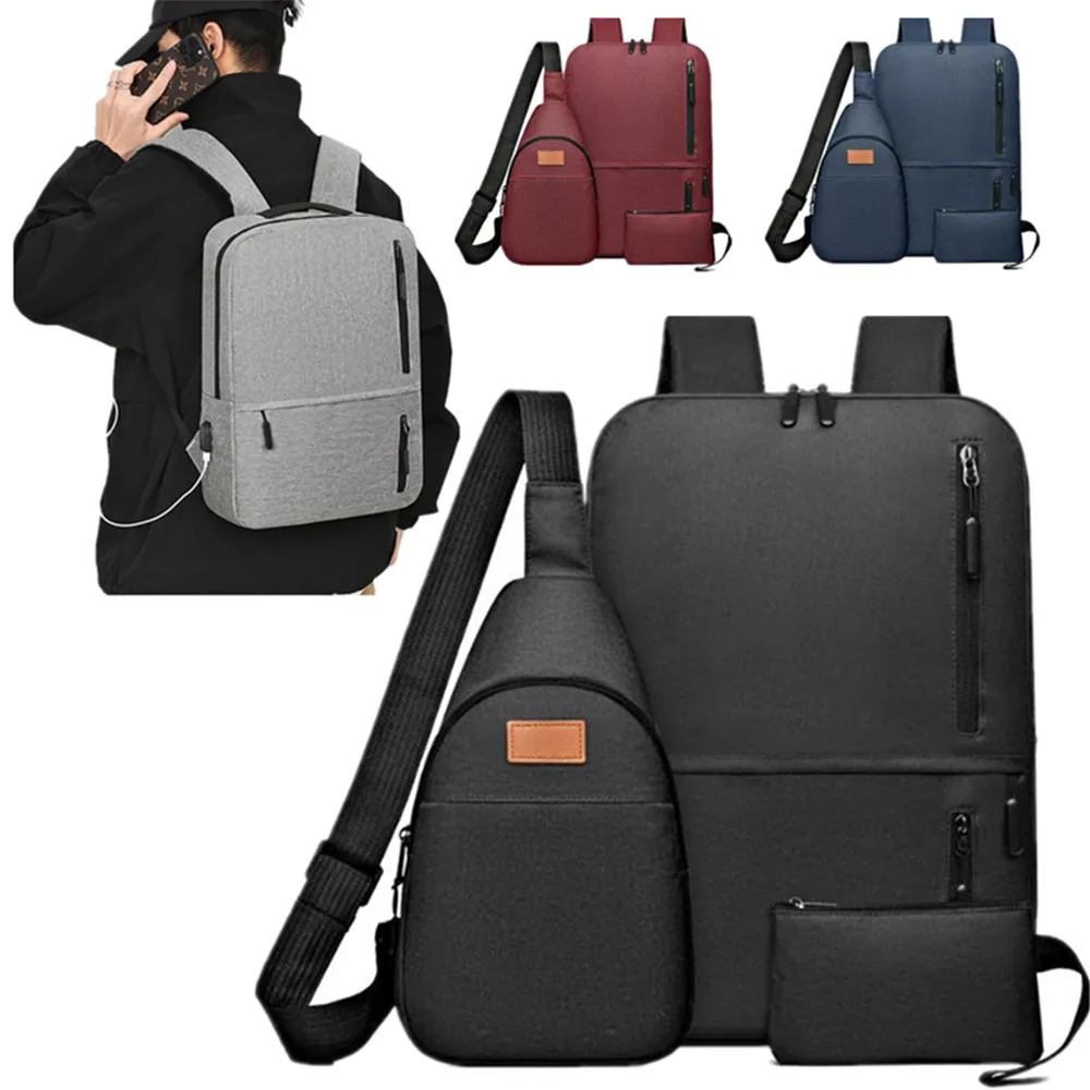 Shoulder Bag Male Student Backpack Travel Bag Leisure Laptop Three-piece Business Computer Bag