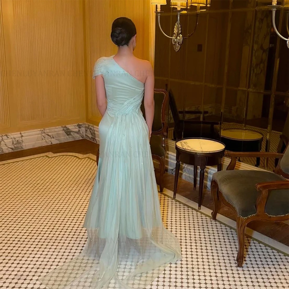 MOLISA 절묘한 공식 행사 드레스 맞춤형 2025 Beadings Sheath 원 숄더 Tulle Satin Long Party Prom Evening 가운