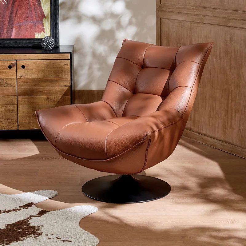 Rotating sofa chair single sofa leather living room hotel leisure chair