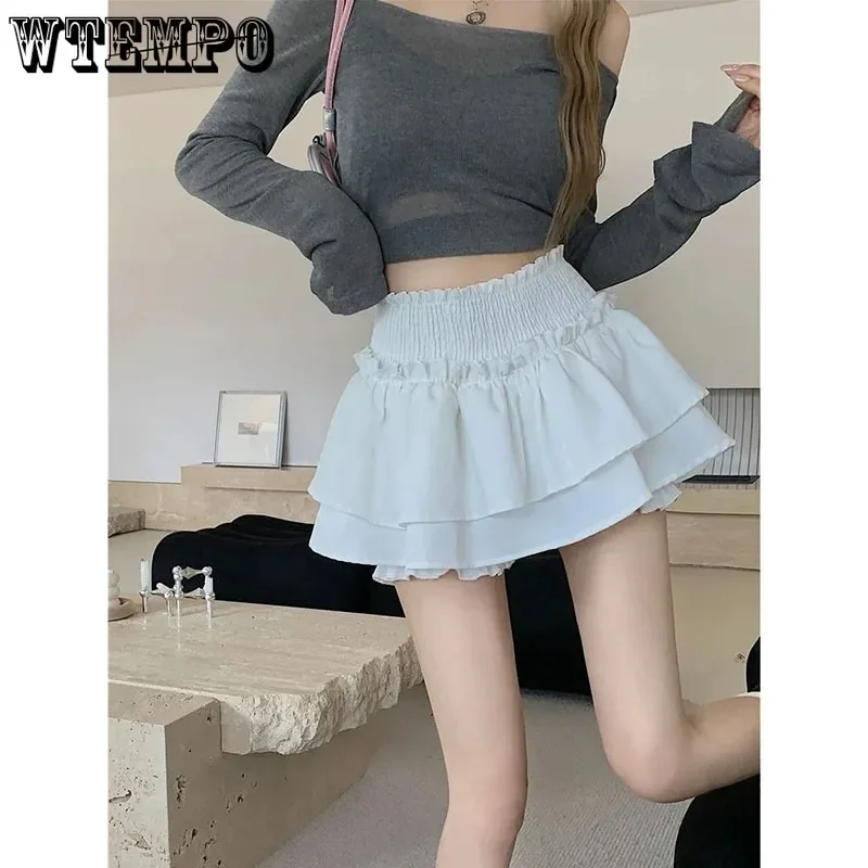 Sweet Ballet Style White Cake Skirt Women\'s Tightness High Waist Edible Tree Fungusdesign Pure Desire American Fashion Hotsweet