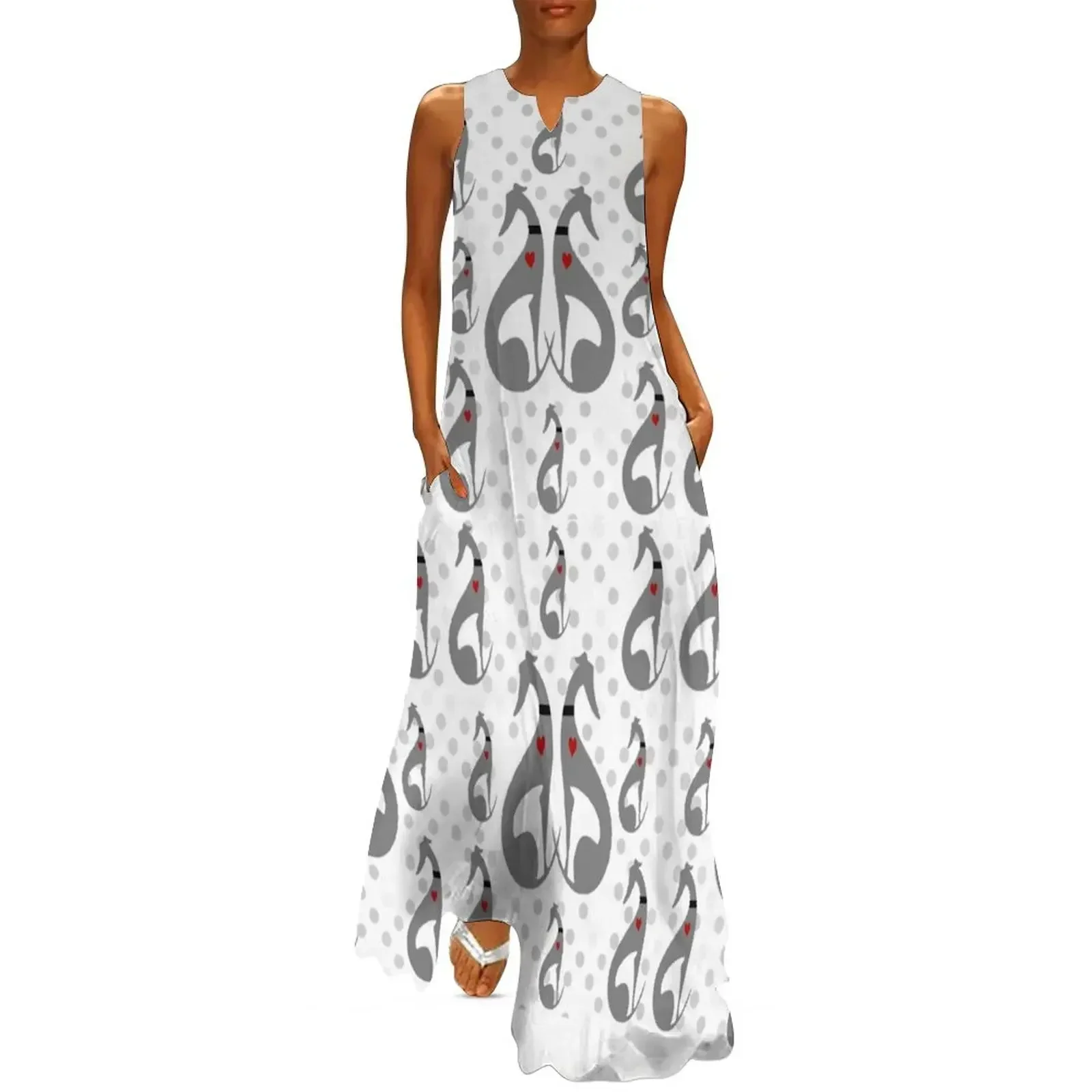 

Italian Greyhound Dog Long Dress Woman clothes Women's long dress luxury dress
