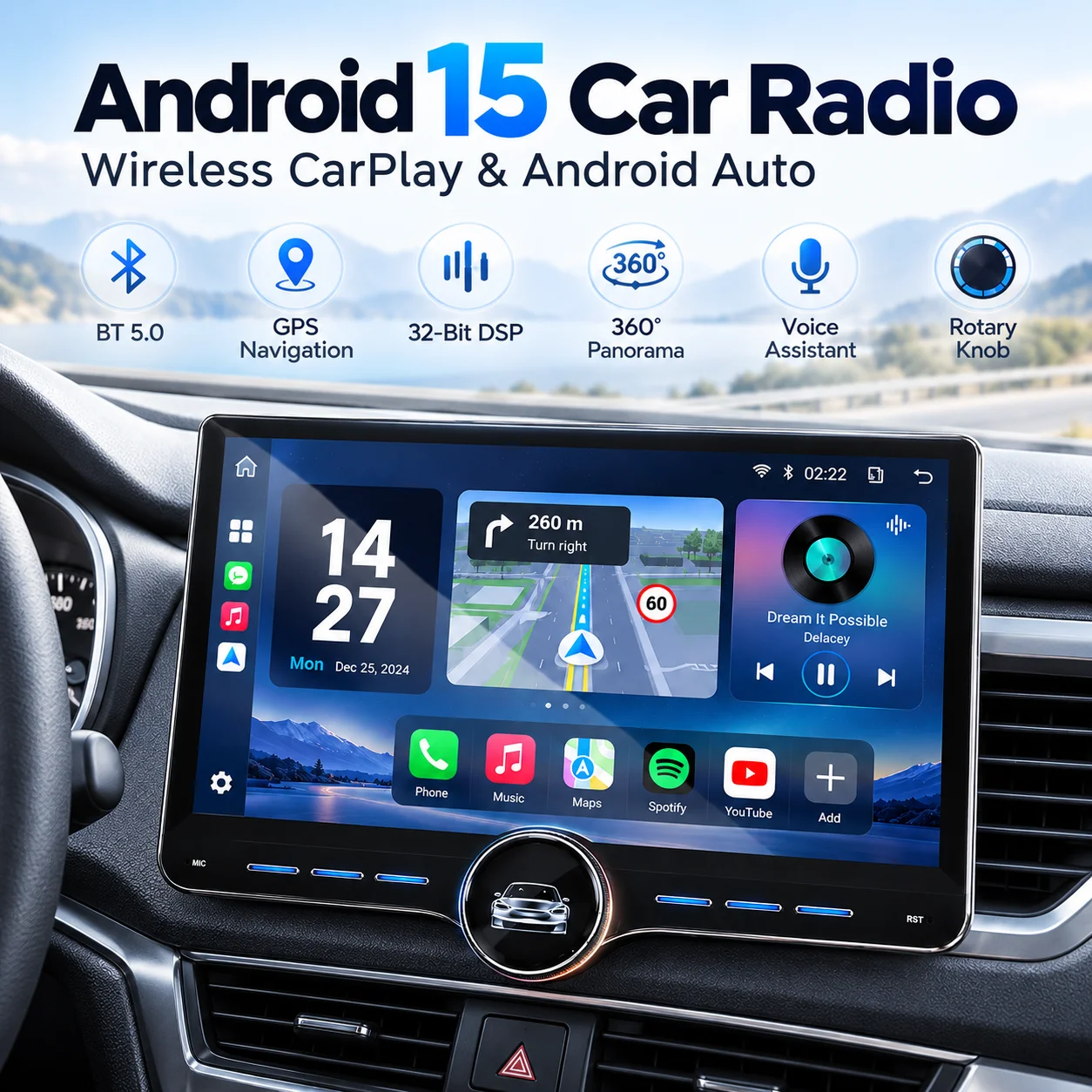 11.5 Inch Android 15 Car Radio For Smart Fortwo Forfour 2015-2018 Wireless CarPlay Android Auto GPS Navigation Touch Screen