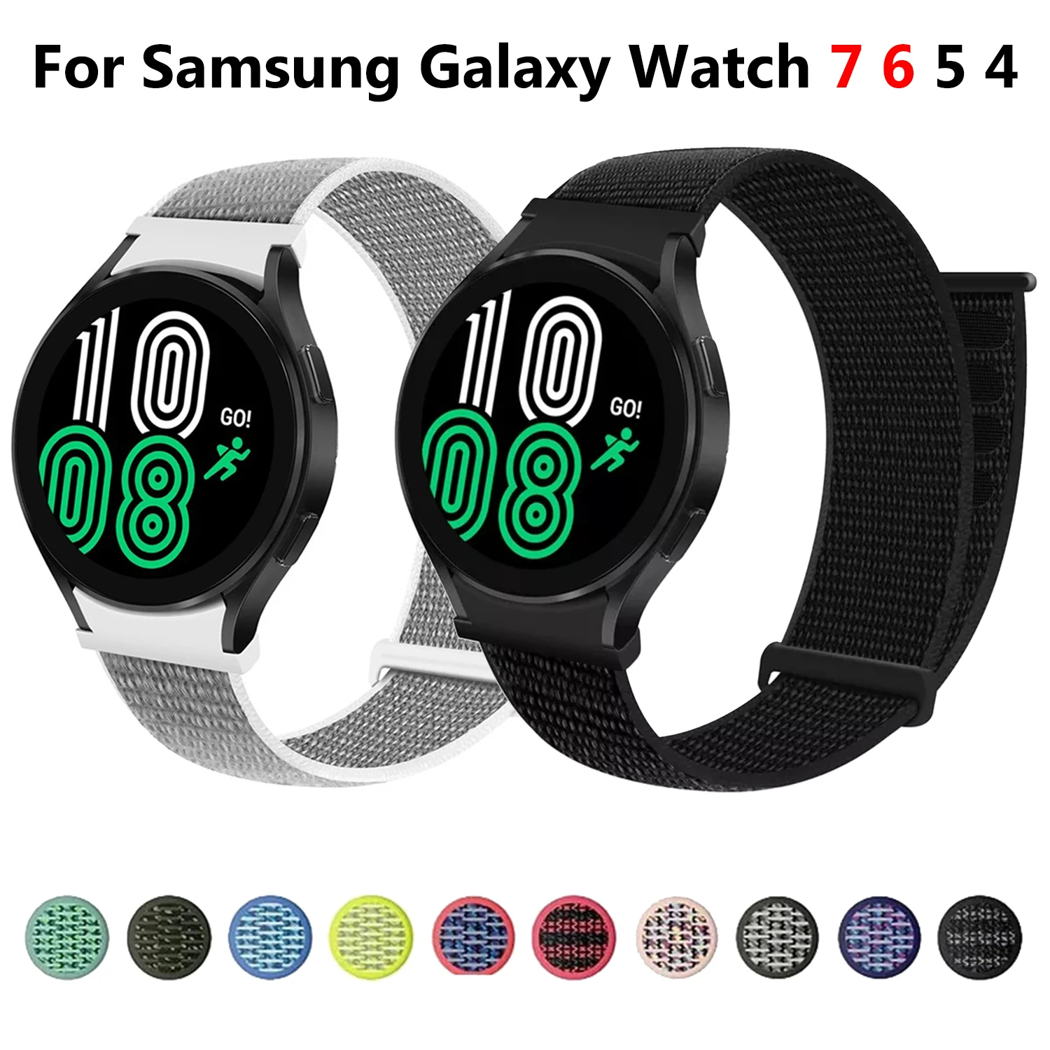 Nylon-Schlaufenarmband für Samsung Galaxy Watch 7 6 5 4 44mm 40mm/5 Pro/6 Classic 47mm 43mm Correas Armband Galaxy Watch Series Armband
