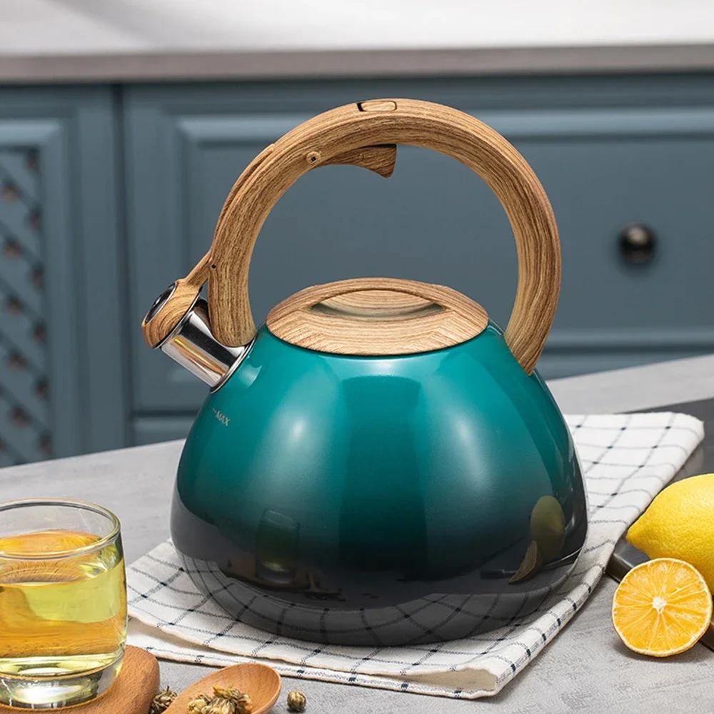 New Stainless Steel Whistle Kettle, Household Gas Boiling Water Kettle, Simple Style Large Capacity Tea Kettle, 2.5L