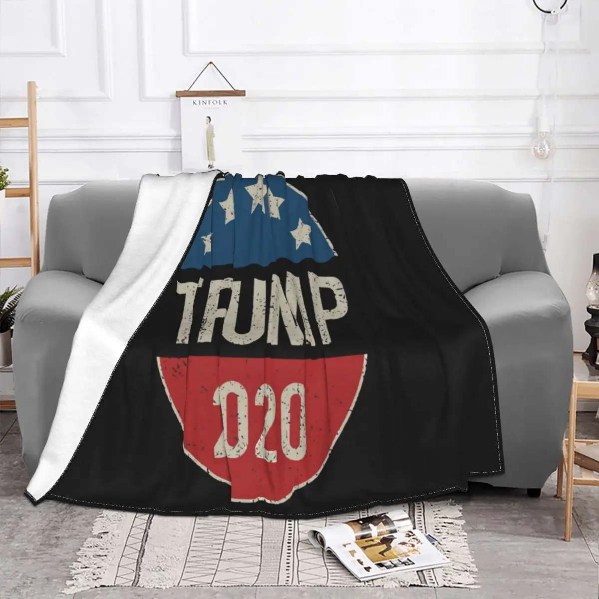 Donald Trump 2020 Retro Button Vintage Patriotic July 4Th Cartoon Character Latest Women Throw Blanket