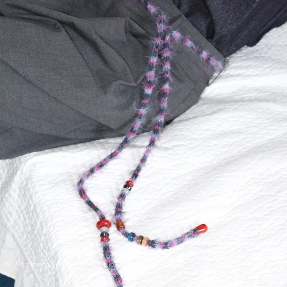 Y2K Harajuku Handmade Long Belt Beaded Multifunctional Usage Personality Decorated Scarf Multicolor Polyester Decorative Gift