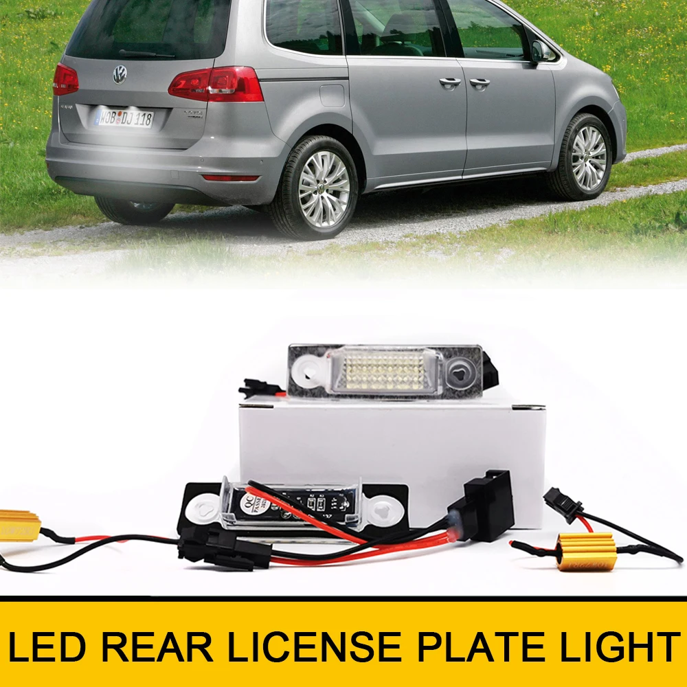 2Pcs 6000K Canbus LED License Plate Lights For  For VW Sharan MKI 7M8 Ford Galaxy MKI WGR  Seat Alhambra MKI 7V8 OEM#7M3943021B