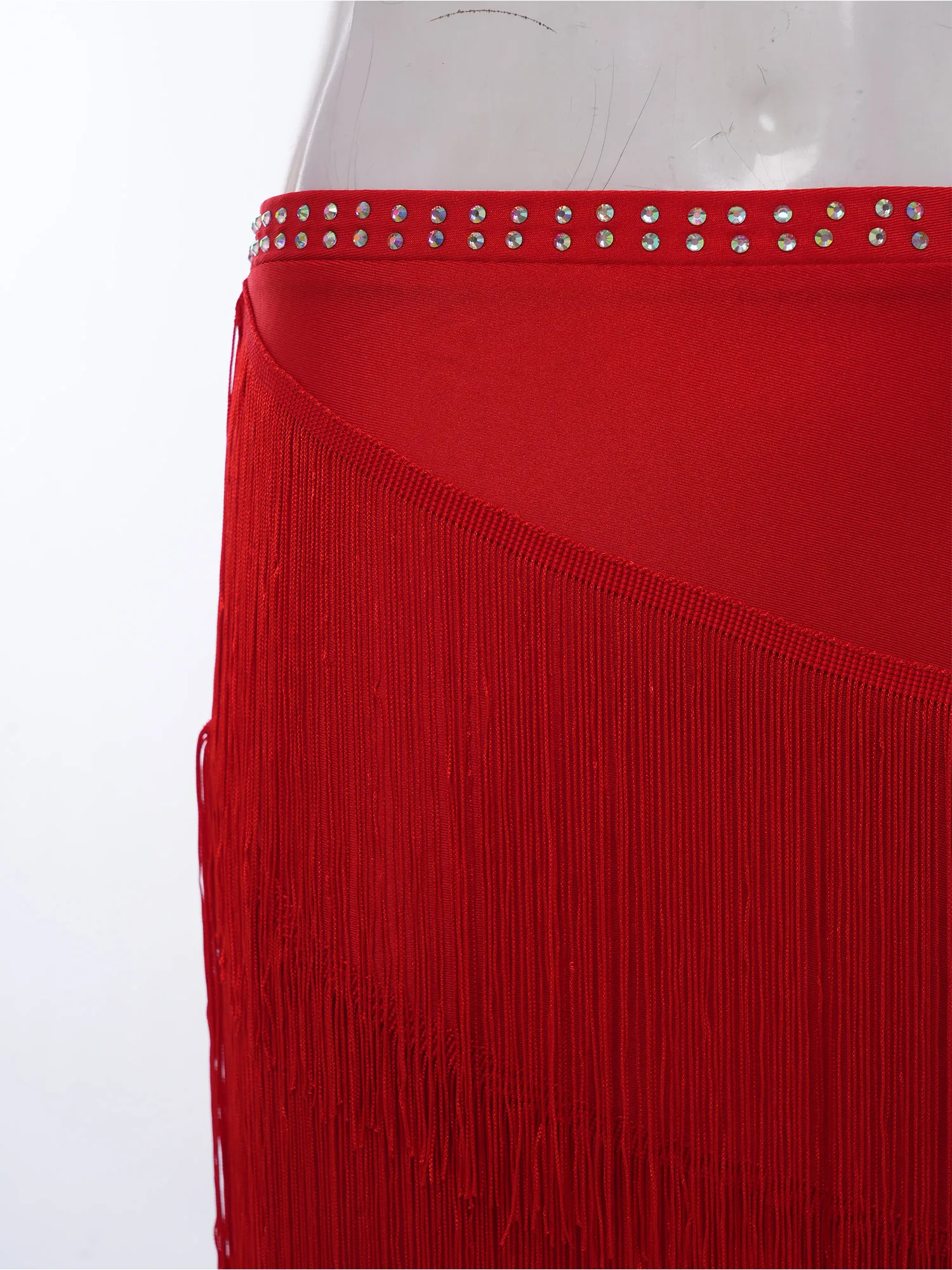 

Women Latin Belly Fringed Dance Outfit Halter Sleeveless Bra Camisoles And Tiered Tassel Skirt Set for Tango Salsa Dance Cha-cha