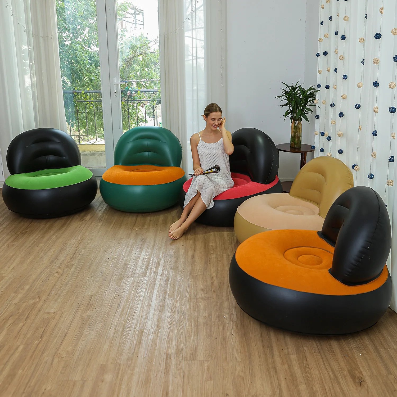โซฟาเป่าลม PVC รูปตัว L สำหรับ - Outdoor Furniture Green บทวิจารณ์และราคา