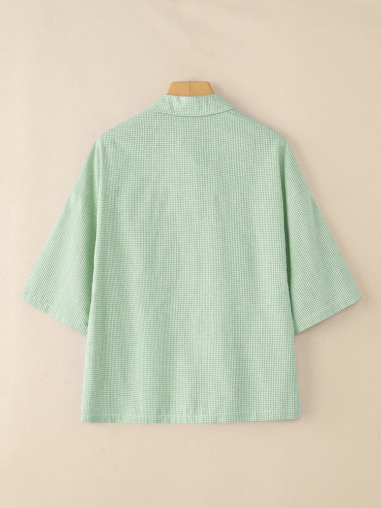 Koszula biurowa damska ZANZEA na jesień 2025, modna koszula w kratę z kołnierzykiem, długi rękaw, bluzka do pracy w stylu OL, luźne topy oversize