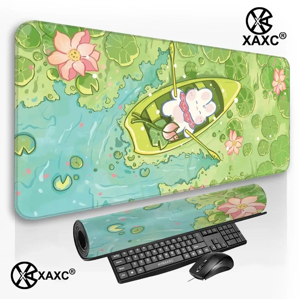 Large Mouse Pad Green Cute Flower XAXC Mouse Pad Large Gaming Mouse Pad HD Print Waterproof XXL Desk Mat For PC Laptop Non-Slip