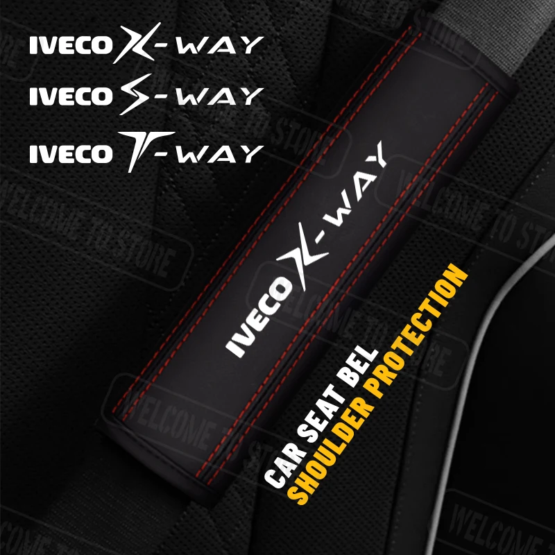 2 قطعة ل IVECO S-WAY T-WAY X-WAY شعار Stralis Trakker Tector الجلود سيارة حزام الأمان غطاء الكتف منصات الديكور الداخلي
