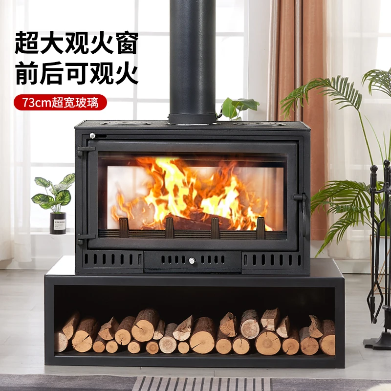 Fireplace real fire firewood rural wood burning cast iron real fire household firewood winter fire