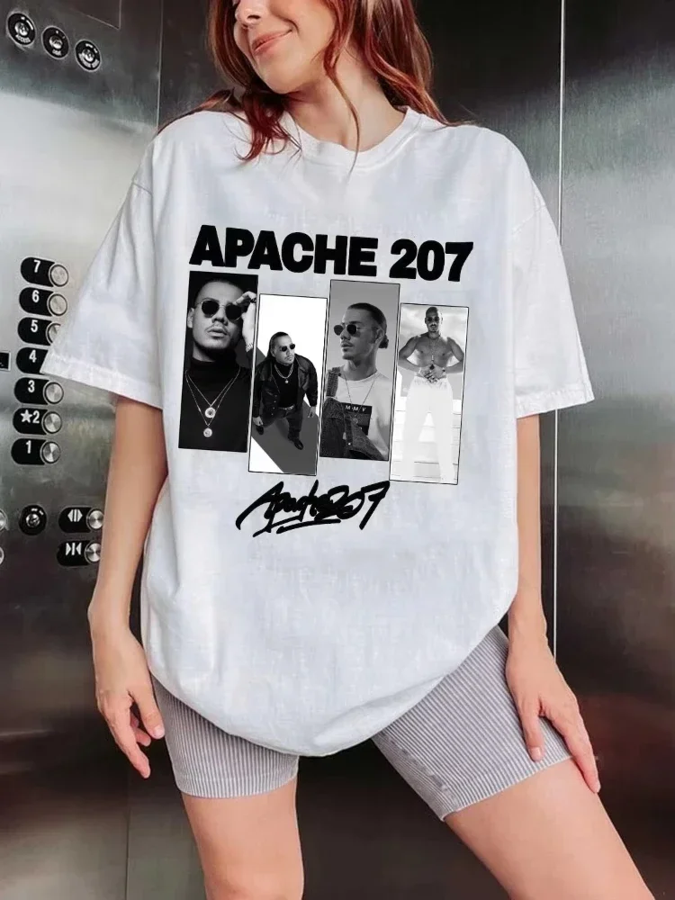 207 Portrait Pattern T-Shirt - Decorative Photo Print Short-Sleeved Rock-Style Casual Loose-Fitting Women's Top