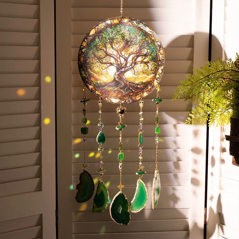 Original Raw Stone Crystal Wind Chimes Wall Hangings Decor Home Decorations Window Pendants Rainbow Makers For Girls Gifts