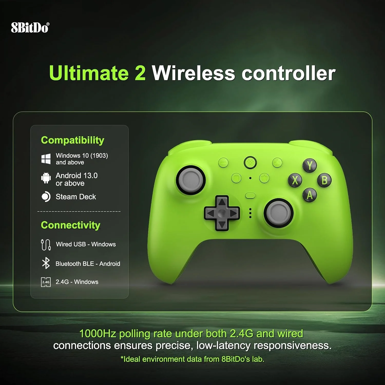 8BitDo Ultimate 2 Wireless Gaming Controller TMR Joysticks Hall Effect Triggers Charging Dock For iOS Steam Android PC Gamepad