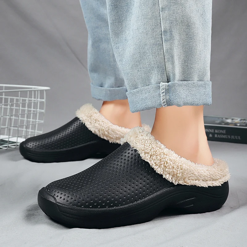 

Winter Men Cotton Slippers Warm Comfortable Women Slippers Outdoor Comfortable Casual Men Shoes Anti-slip Men Shoes Women