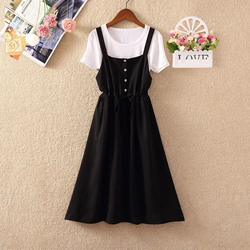 Fashion Women's Dress Set 2023 Spring/Summer New Korean Edition Pure White Top Casual Age Reducing Dress Two Piece Set
