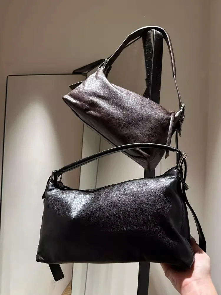 Torebka damska Dave&Di, francuski styl, minimalistyczna, skóra naturalna, retro, luźna, wysokiej jakości, na ramię, do ręki.