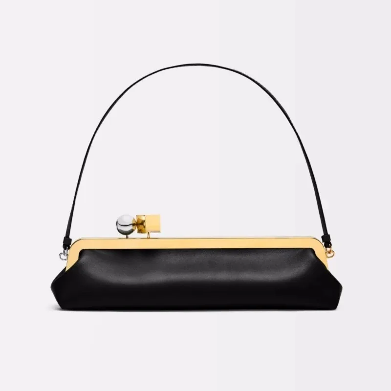 Luxury Designer Clip Handbag Purses for Ladies Long Clutch Bag with Removable Shoulder Strap Women's Fashionable Baguette Bag