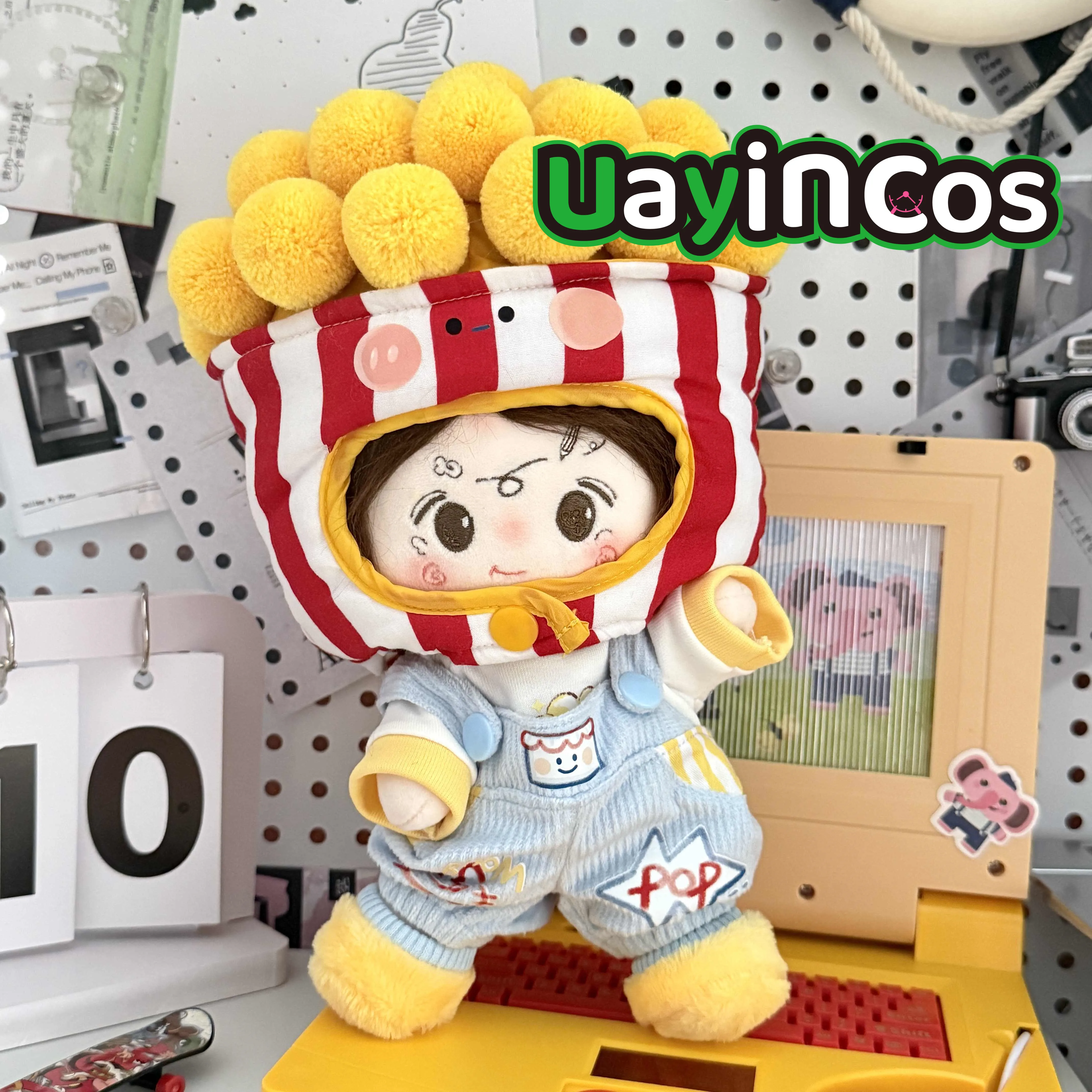 

20cm Doll Clothes Cute Popcorn Headgear Coat Shoes Costume Suit Stuffed Plushies Plush Doll Accessories Anime Game Toy Kids Gif
