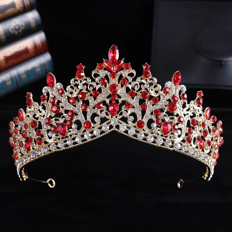 KMVEXO Baroque Waterdrop Crystal AB Wedding Bride Crown Princess Girl Bridal Tiara Birthday Party Wedding Hair Dress Accessories