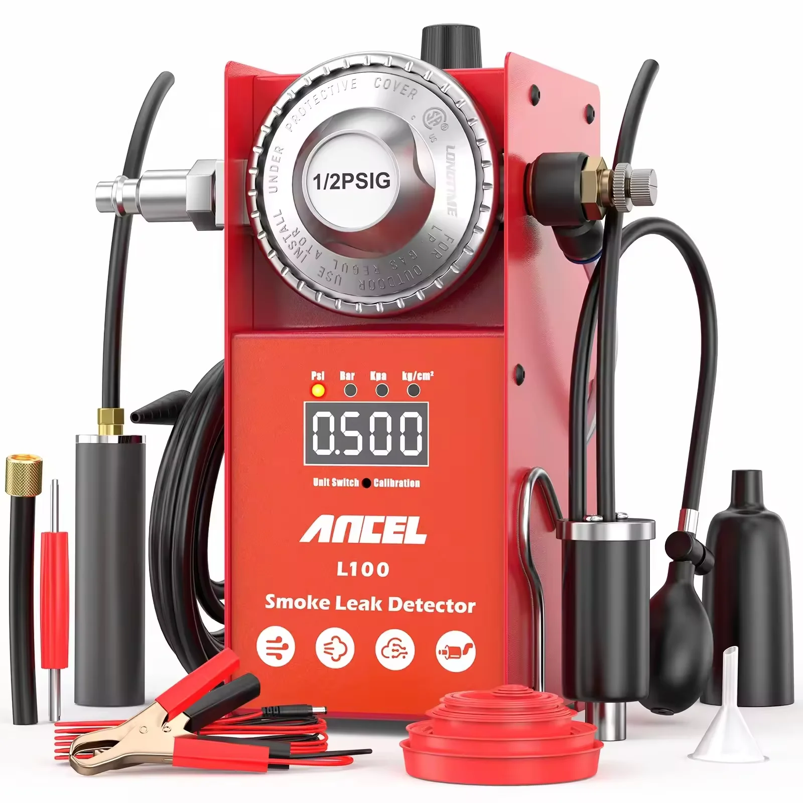 

ANCEL L100 12V Fuel Pipe Generator Car Smoke Leak Detector Machine Auto EVAP Leakage Analyzer Tool with Digital Pressure Gauge