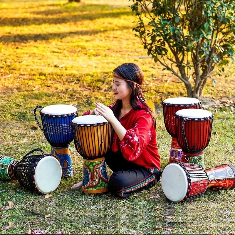 

2025 Professional 12-Inch Djembe Tambourine Sheepskin Percussion Instrument For Adults Beginners Entry-Level Performance Hand Dr