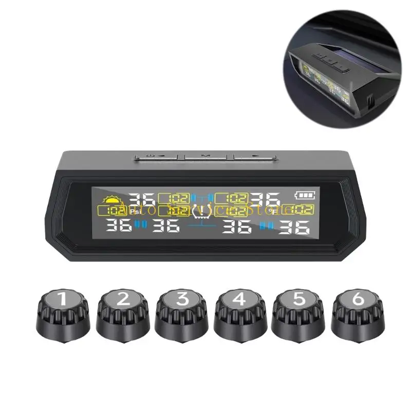 

462A Solar Accused Tire Pressure Observe Structure 6 Wheel 720P Display For Away Road Driving Temperature Following Function