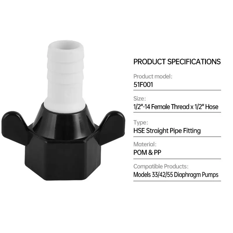 HSE Marine Hose Fitting Straight 90 Degree Elbow Barbed Connector with Wing Nut for Boat Bilge Pump Livewell Accessory