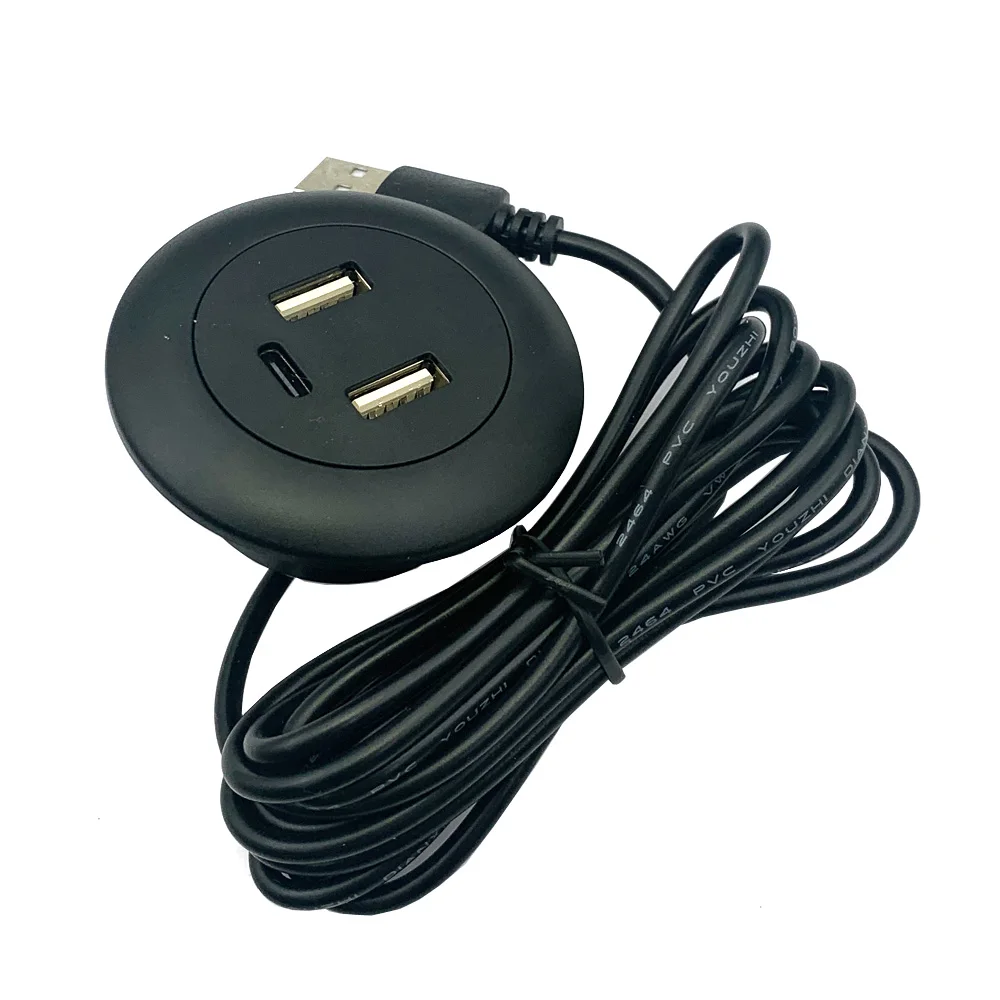 TYPE-C charge connector Extension Cord Mobile Tea Table Sofa Concealed Fast Charging Cable Embedded Desktop USB2.0 To USB
