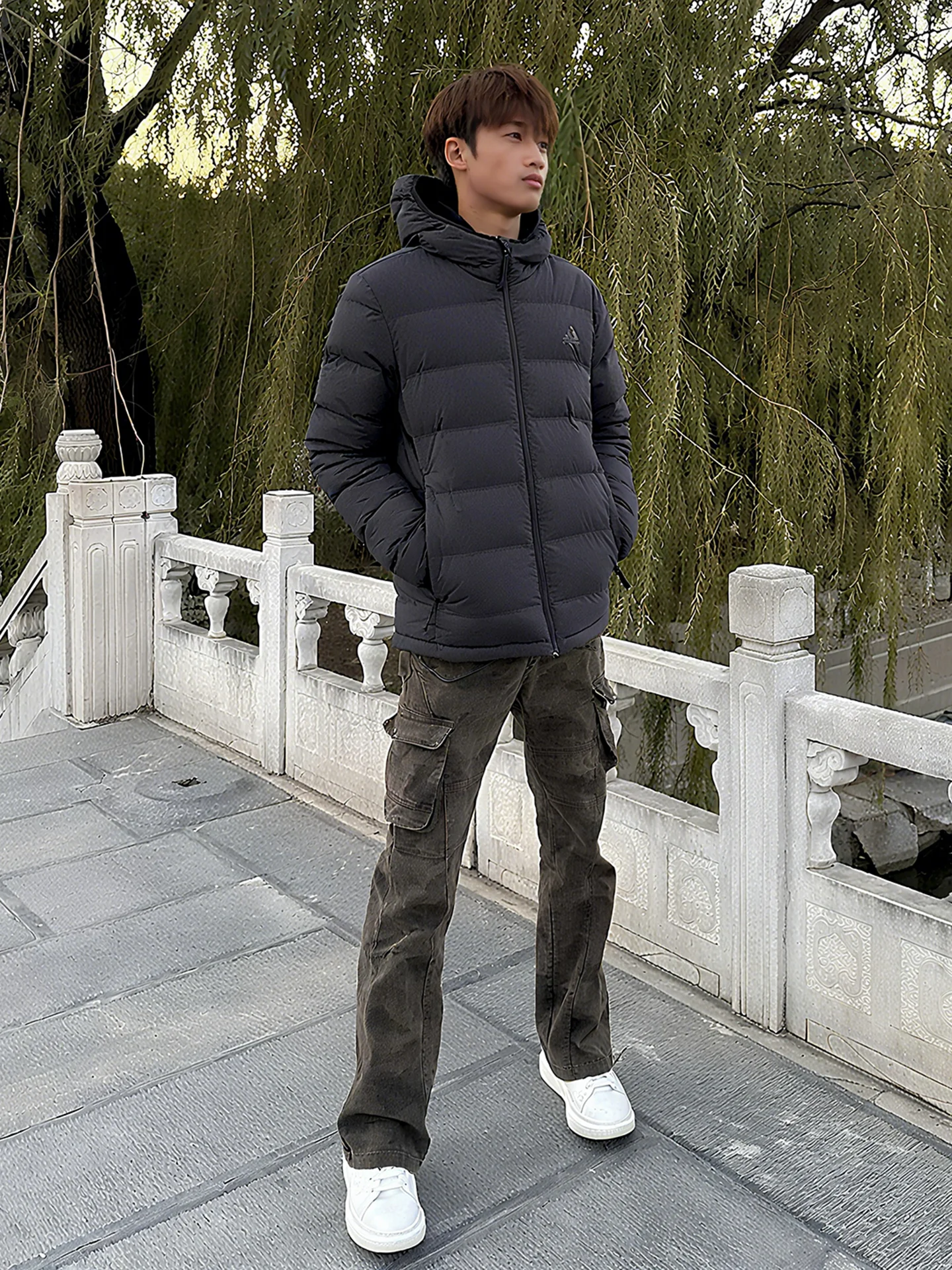 

Мужские джинсы American Sle Camouflage Workwear, осенние, прямые, с легким расклешением, удлиняющие ноги, в стиле Cleanfit, с множеством карманов