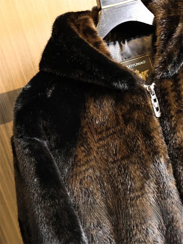 Men's Warmth-Filled Hooded Jacket Fake Fur Vest Integrated Standard Fit Casual Style Long Sleeve Zipper Closure Fashionable U...