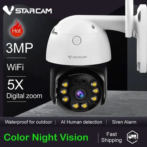 Vstarcam-cámara IP de seguridad CS64 para exteriores, videocámara inalámbrica de 3MP, domo inteligente para el hogar, impermeable, Color, nocturna, bidireccional, IA, detección humana