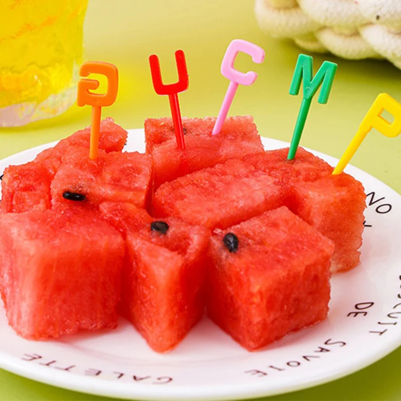 Household 26 letters fruit fork creative children's animal cute fruit fork set lunch sign